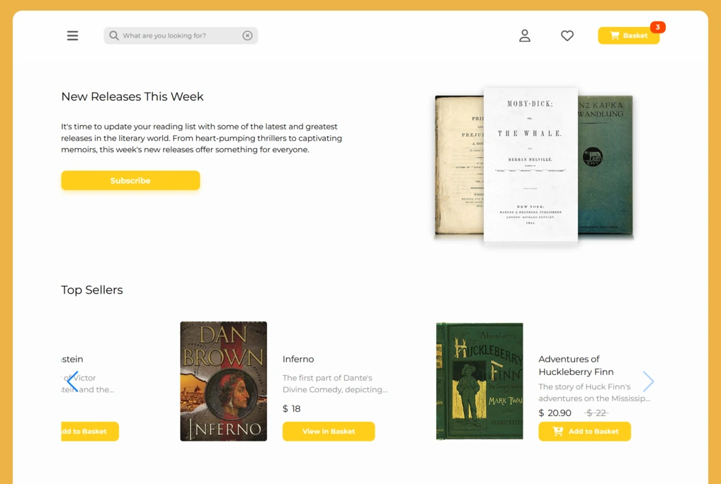 Screenshot of Bookshop Frontend