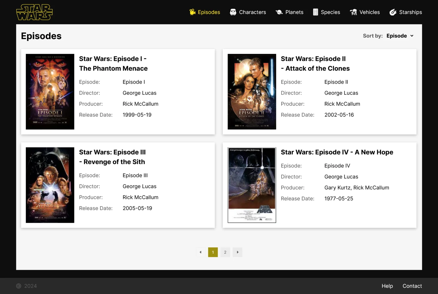 Screenshot of Star Wars MovieDb